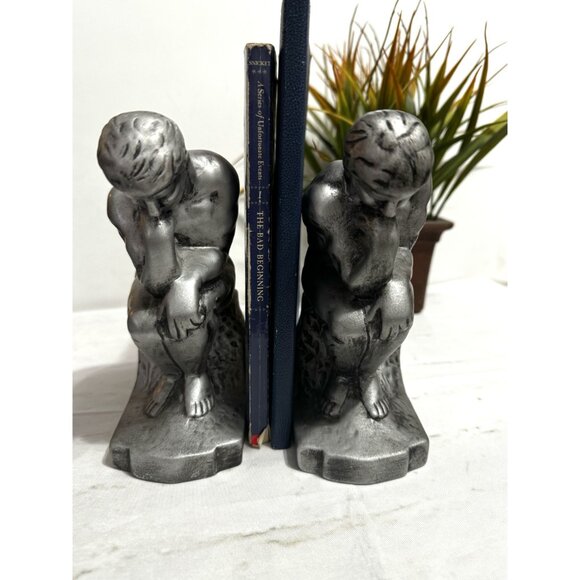 The Thinker Bookends Set Classic Design Silver Finish - Picture 7 of 13